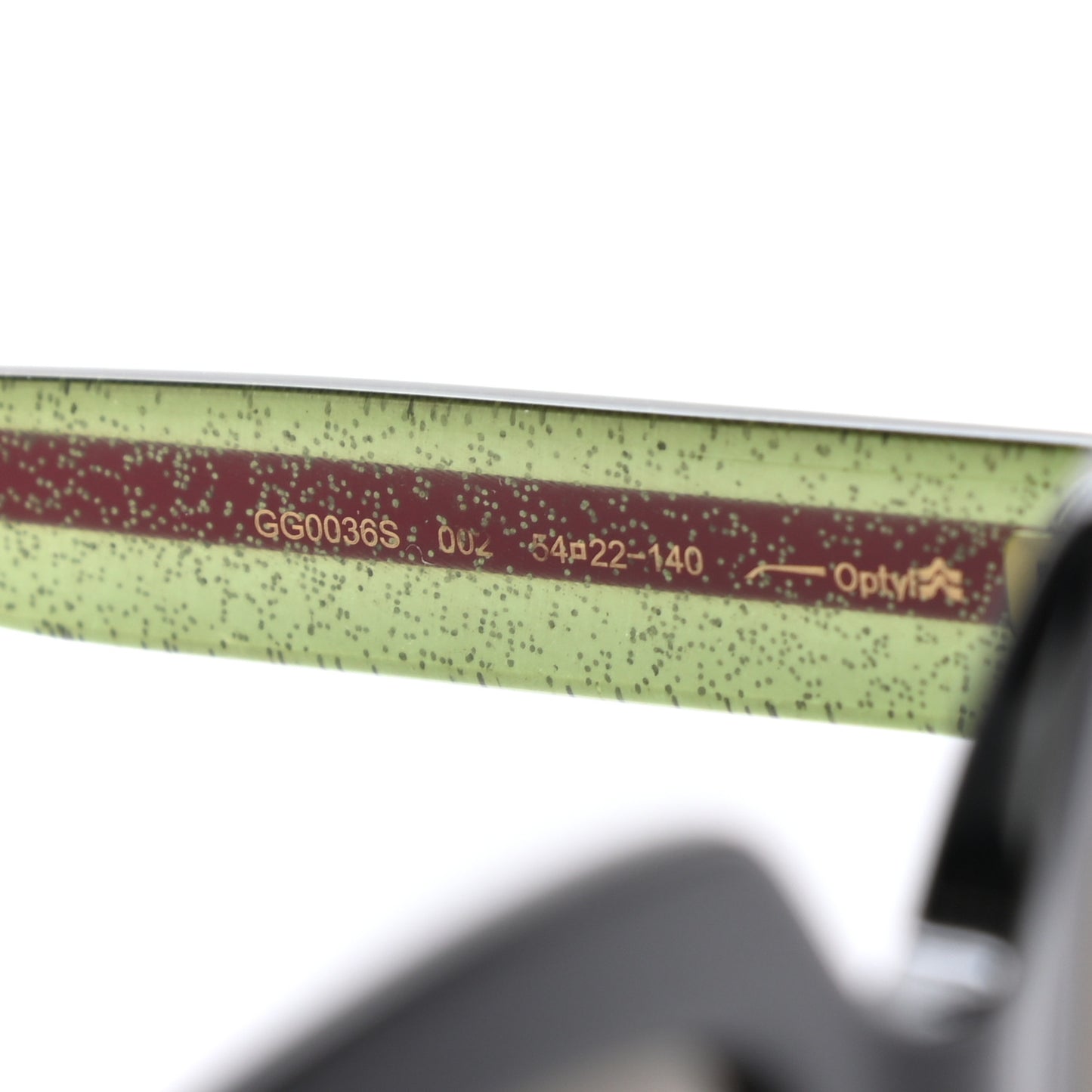 Acetate Square Frame Web Glitter Sunglasses GG0036S Black Green