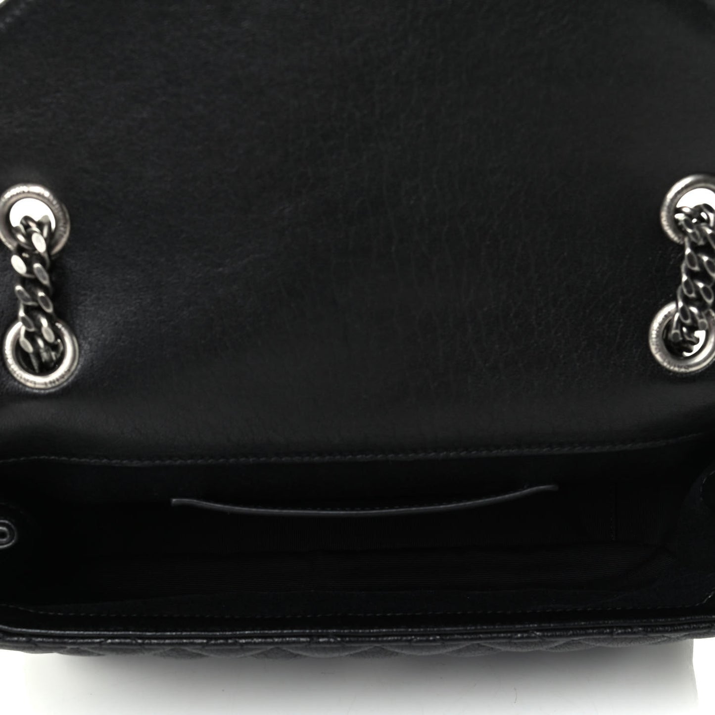 Sheepskin Tri-Quilt Monogram Medium College Bag Black