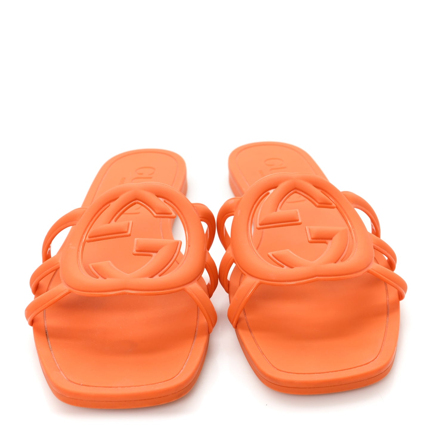 Rubber Interlocking G Womens Slide Sandals 36 Persimmon Orange