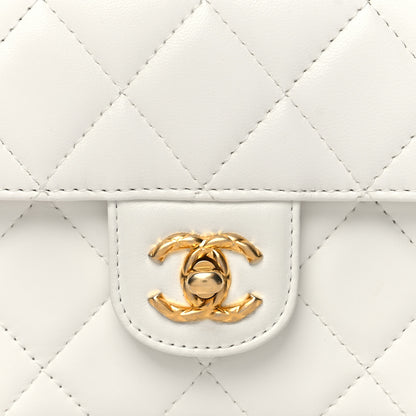 Chanel Lambskin Handle Crush Top Handle Flap Bag White 8 of 10