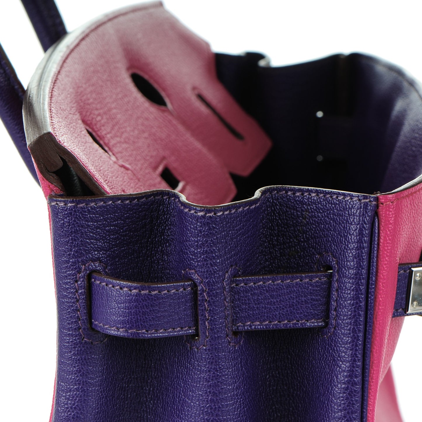 Chevre Bi-Color Horseshoe Birkin 30 Rose Shocking Iris