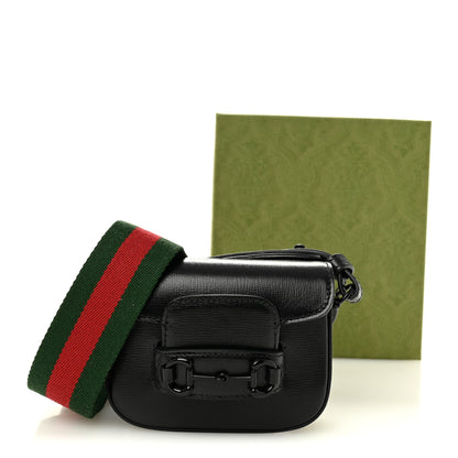Gucci Azalea Calfskin Web Monochrome Horsebit 1955 Wallet On Strap Black 10 of 10