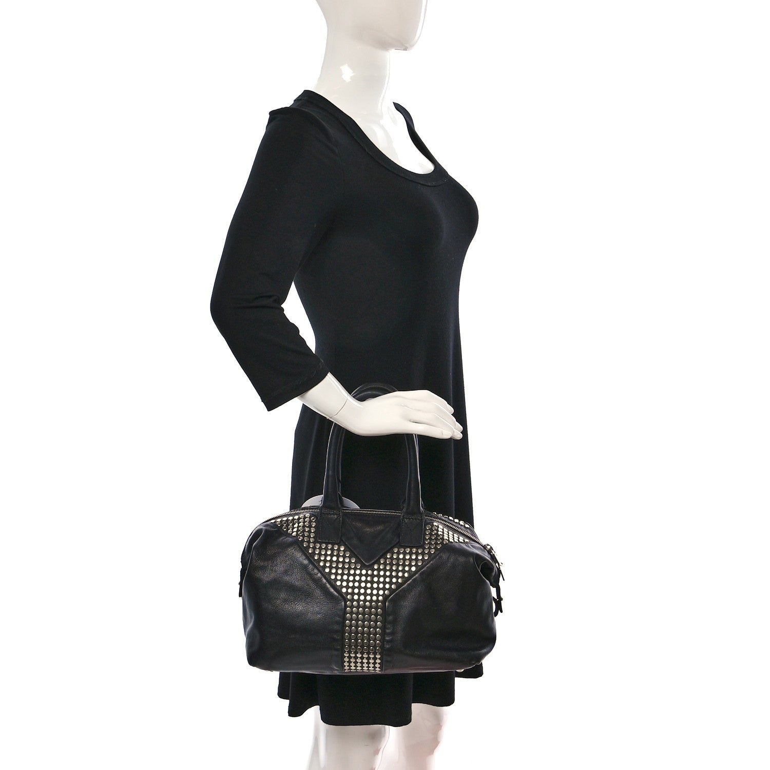 Saint Laurent Calfskin Studded Easy Sac Black 2 of 20