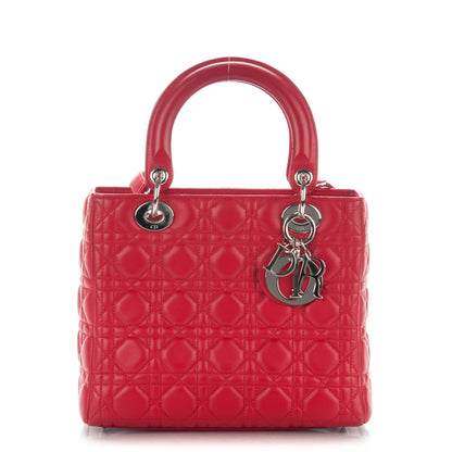 Christian Dior Lambskin Cannage Medium Lady Dior Red 1 of 8