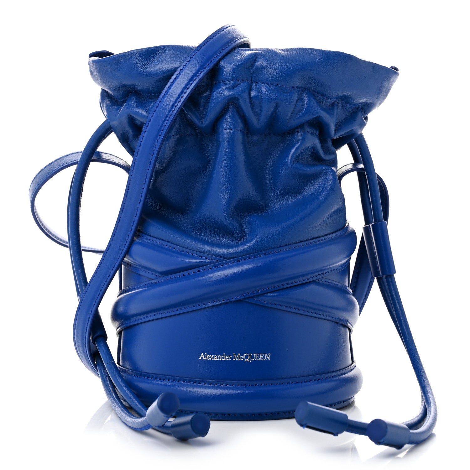 Alexander McQueen Calfskin The Soft Curve Drawstring Bag Blue 1 of 10