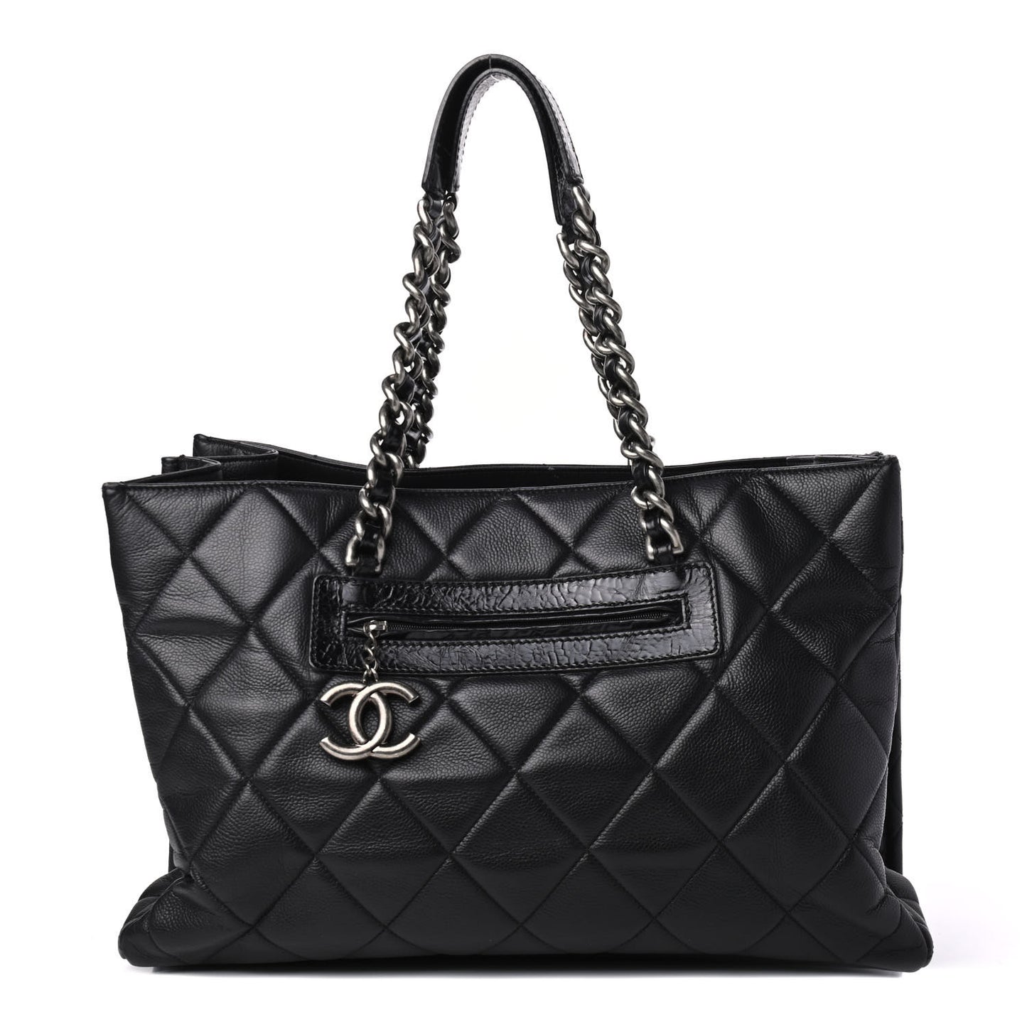 Caviar Quilted Coco Casual Tote Black