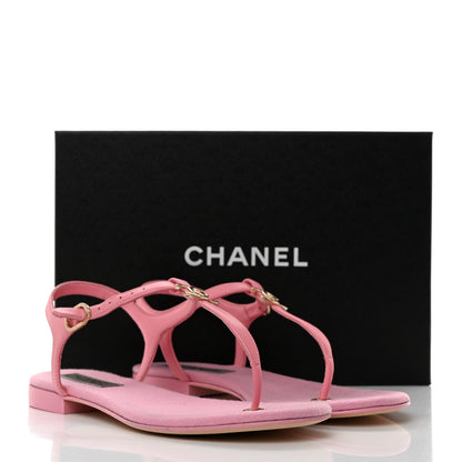 Chanel Lambskin CC Logo Thong Sandals 40 Pink 10 of 10