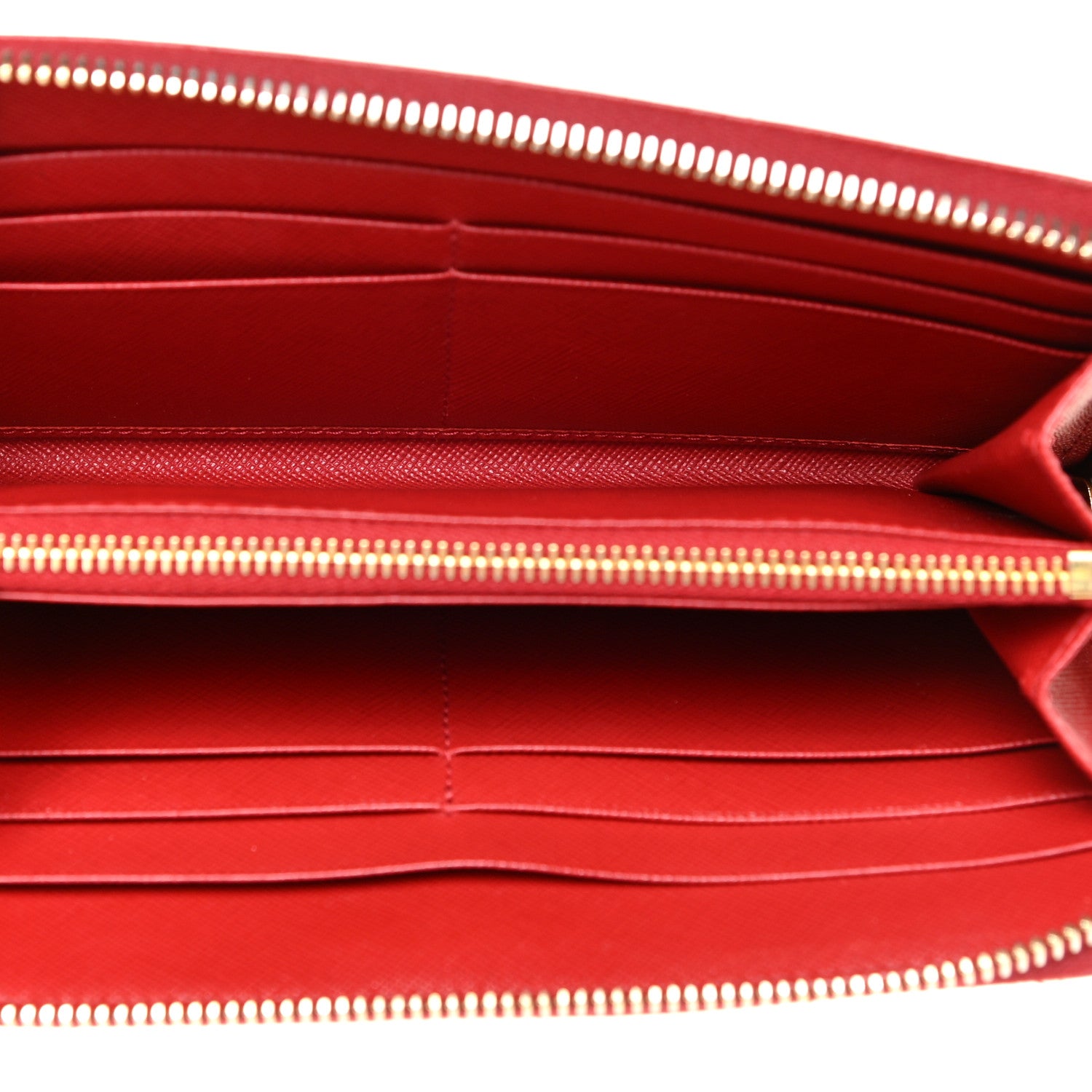 Prada Saffiano Metal Zip Around Wallet Fuoco 5 of 14