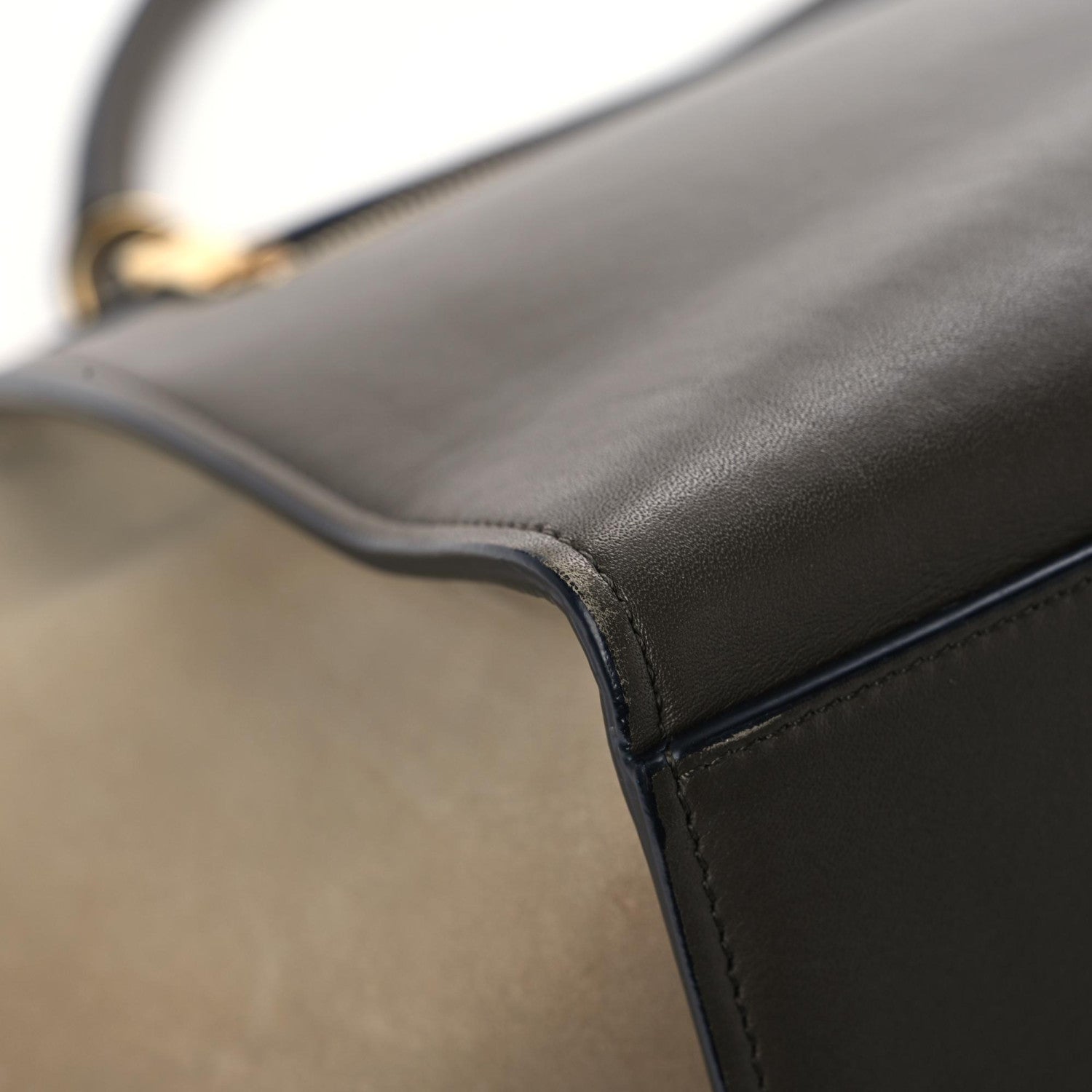 Celine Crocodile Embossed Calfskin Suede Medium Trapeze Taupe 10 of 19