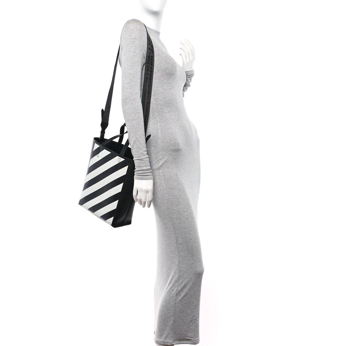 Saffiano Striped Diag Binder Crossbody Black White