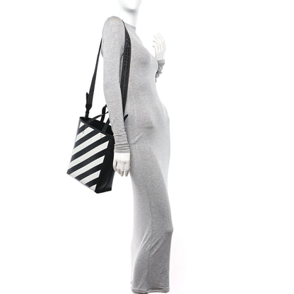 Off-White Saffiano Striped Diag Binder Crossbody Black White 2 of 12