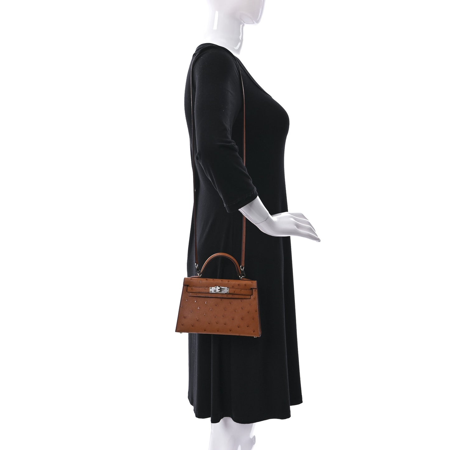 Ostrich Horseshoe Kelly Sellier Mini 20 Cognac Rouge H