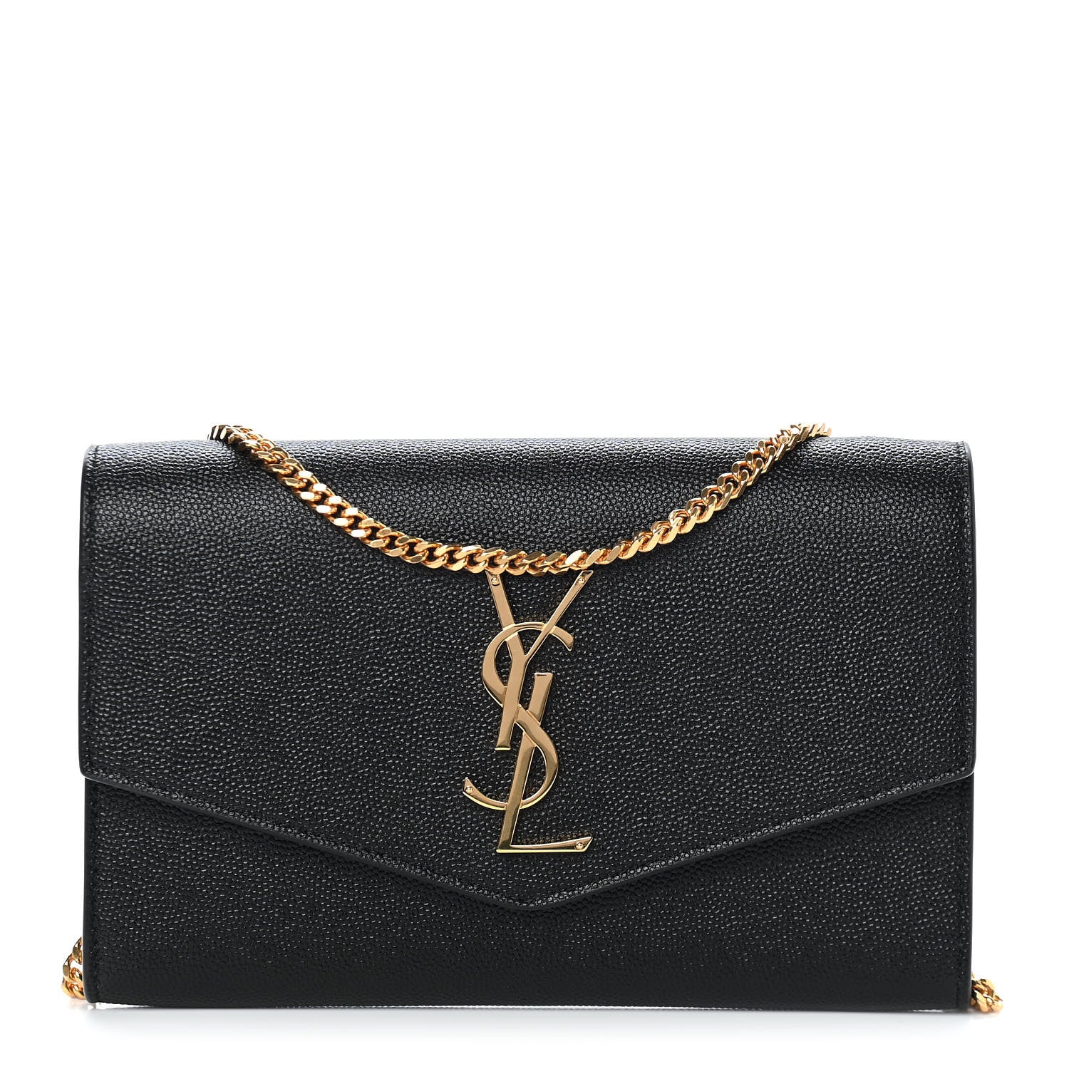 Saint Laurent Grain De Poudre Uptown Chain Wallet Black 2 of 8