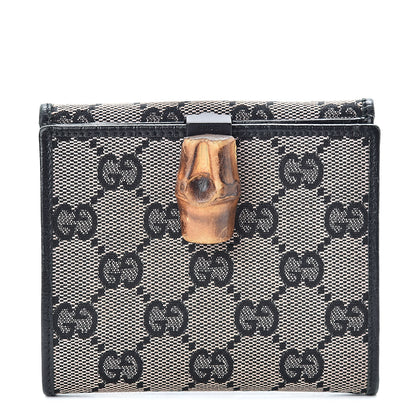 Gucci Monogram Bamboo French Wallet Navy 1 of 9