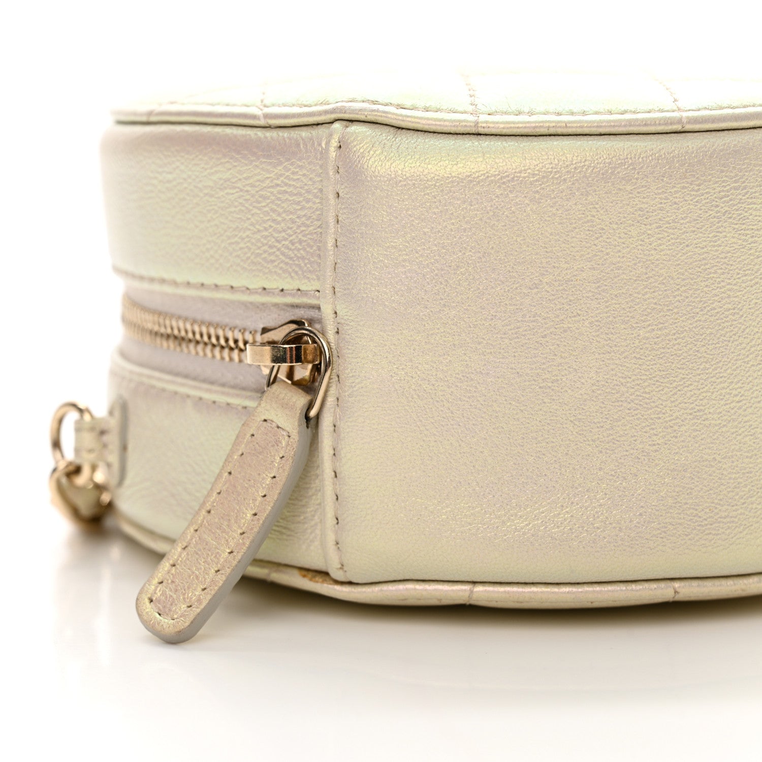 Chanel Iridescent Lambskin Quilted Round Clutch With Chain Ivory 9 of 11