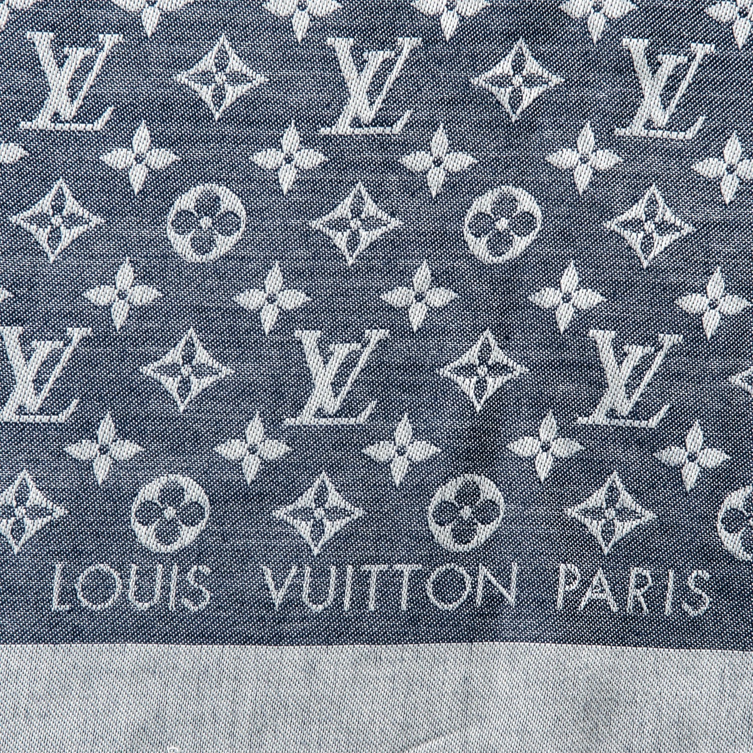 Louis Vuitton Wool Silk Monogram Denim Shawl Blue 4 of 5