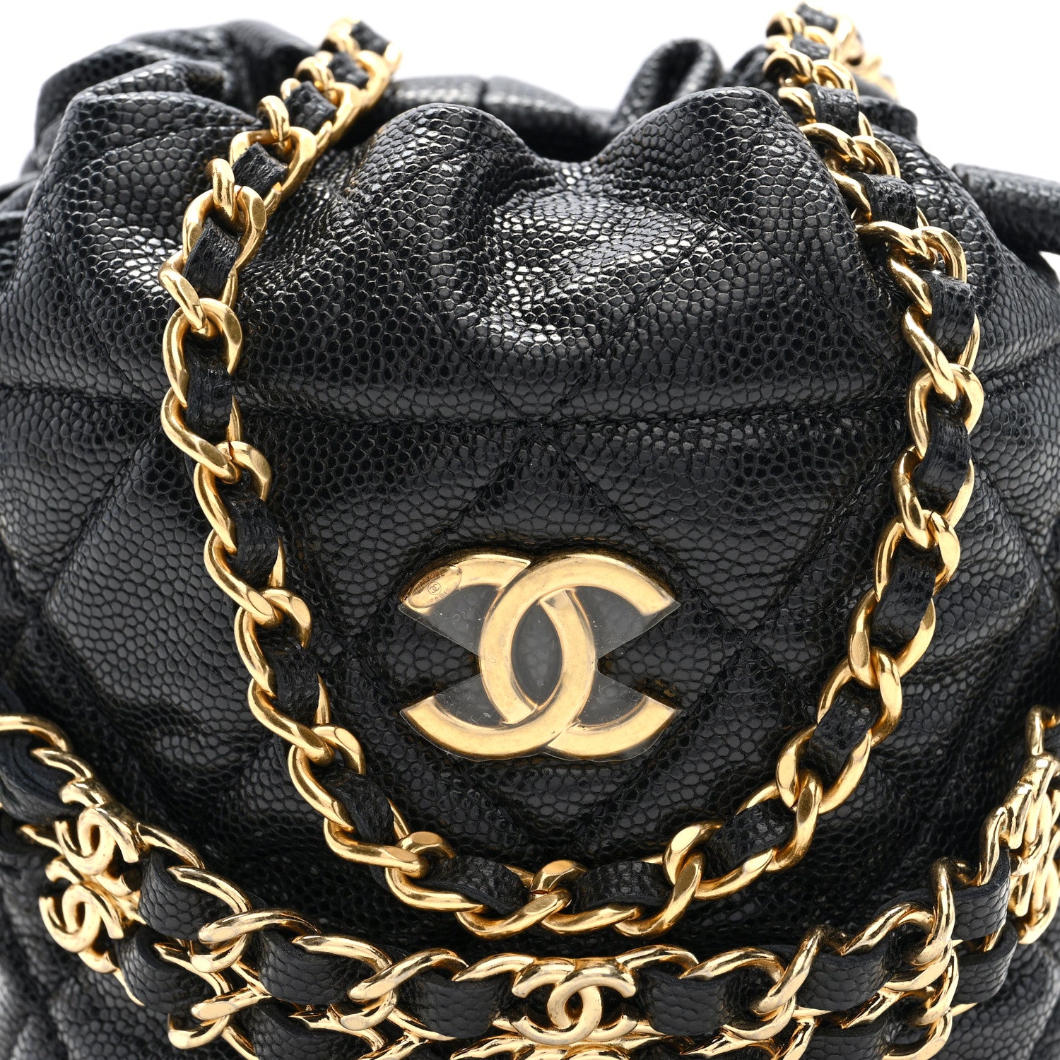 Chanel Caviar Quilted Coco First Bucket Clutch With Chain Black 8 of 10