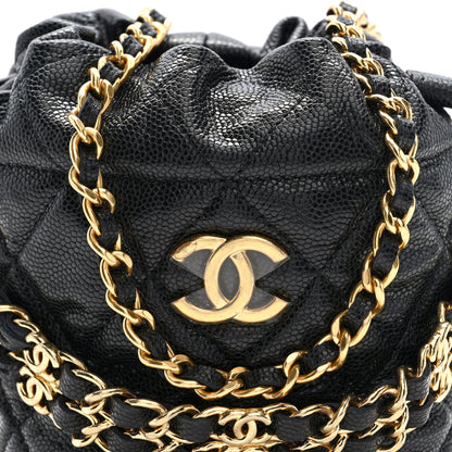 Chanel Caviar Quilted Coco First Bucket Clutch With Chain Black 8 of 10