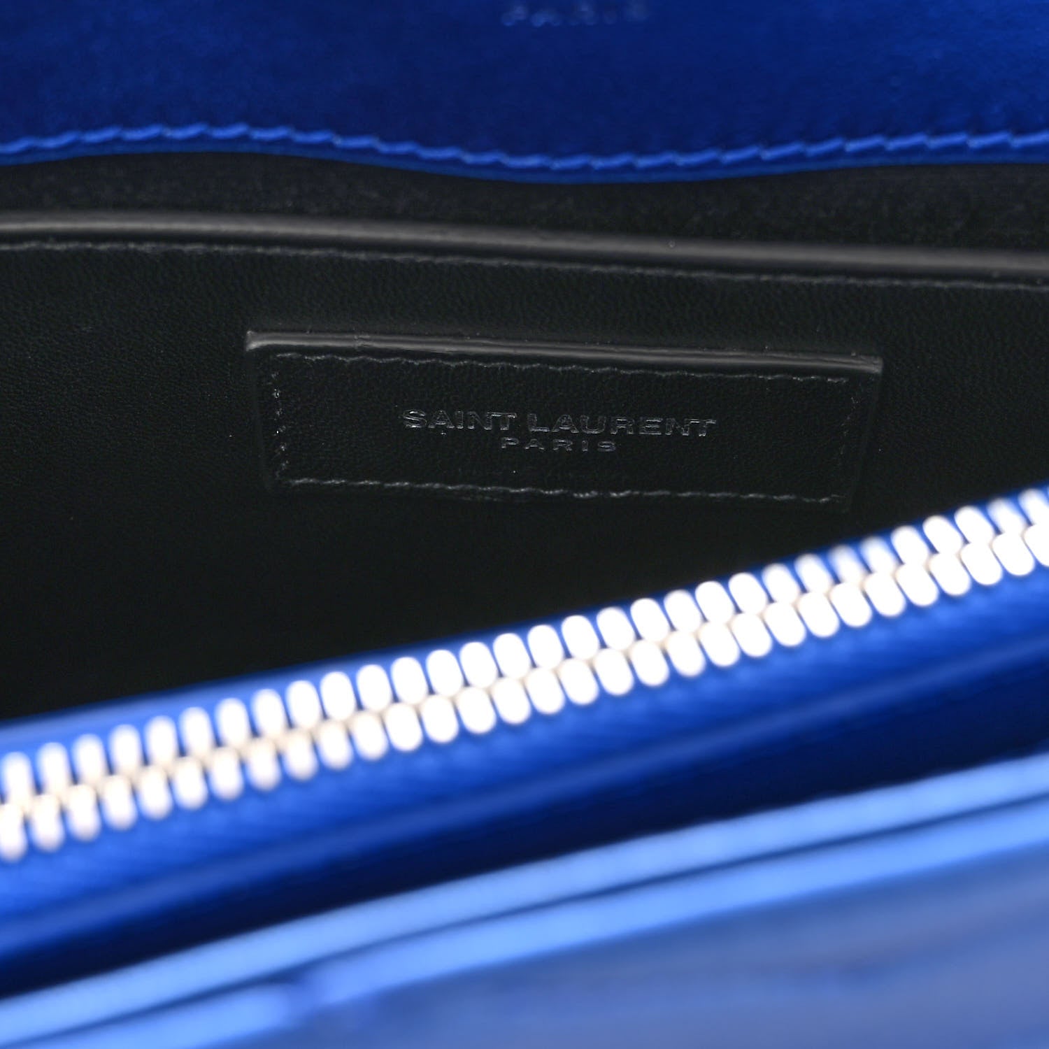 Saint Laurent Metallic Calfskin Y Quilted Monogram Small Loulou Chain Satchel Blue Royal 6 of 9