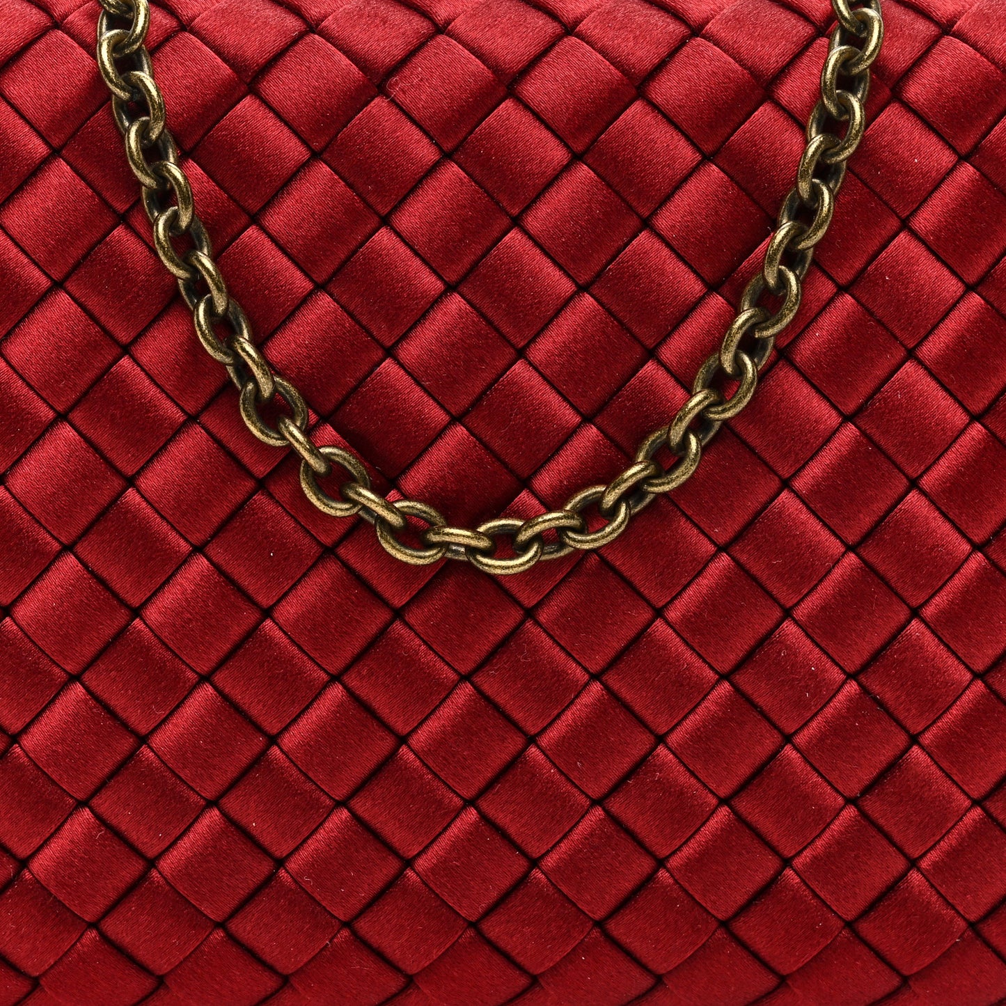 Satin Intreccio Impero Ayers Chain Knot Clutch Red