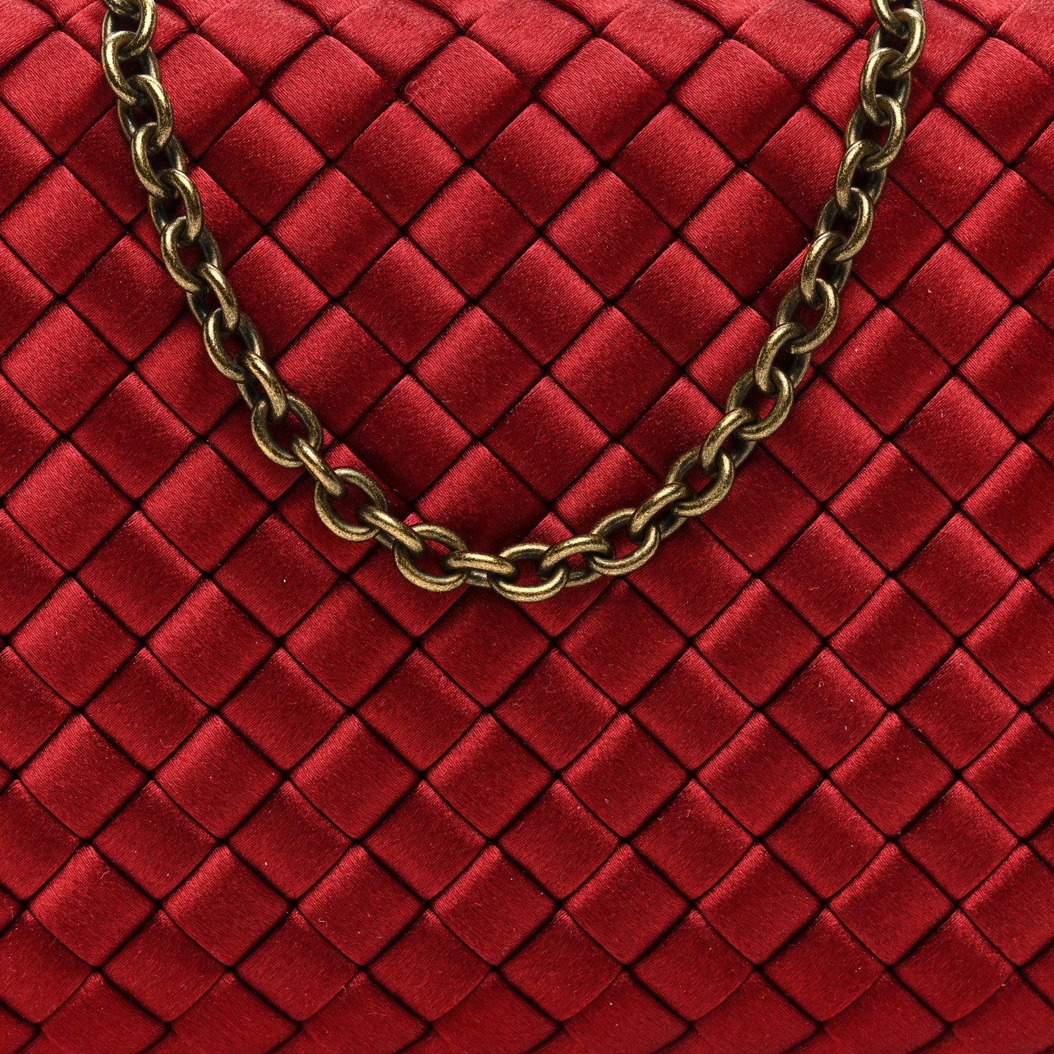 Bottega Veneta Satin Intreccio Impero Ayers Chain Knot Clutch Red 7 of 9
