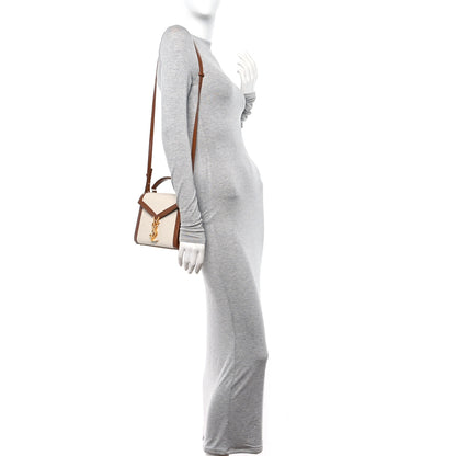 Saint Laurent Canvas Calfskin Mini Classic Monogram Cassandra Top Handle Tan Natural 2 of 12
