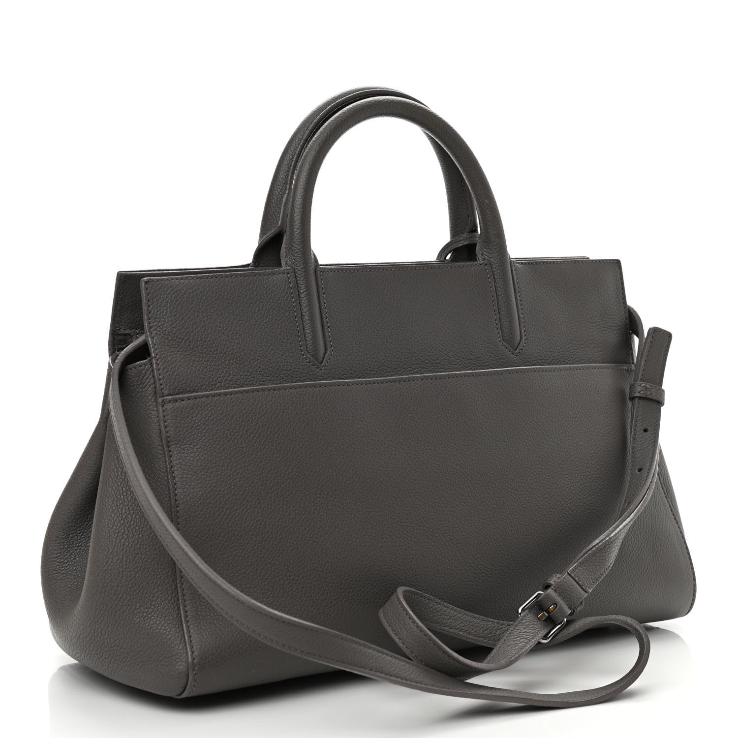 Saint Laurent Grained Calfskin Small Cabas Rive Gauche Fog 3 of 16