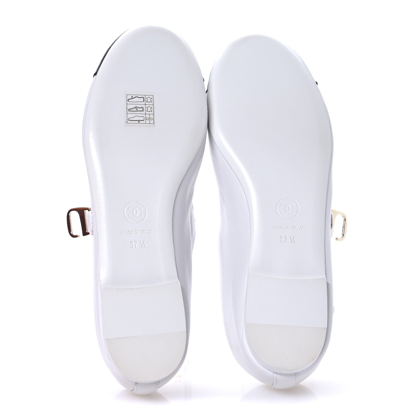 Lambskin Mary Jane Flats 37.5 White Black