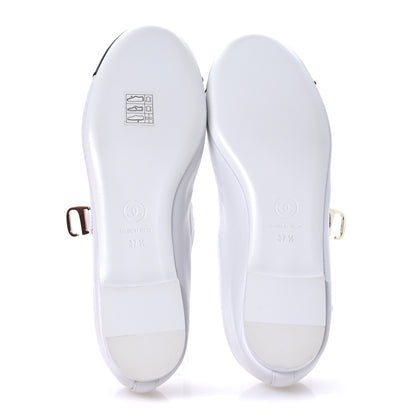 Chanel Lambskin Mary Jane Flats 37.5 White Black 6 of 9