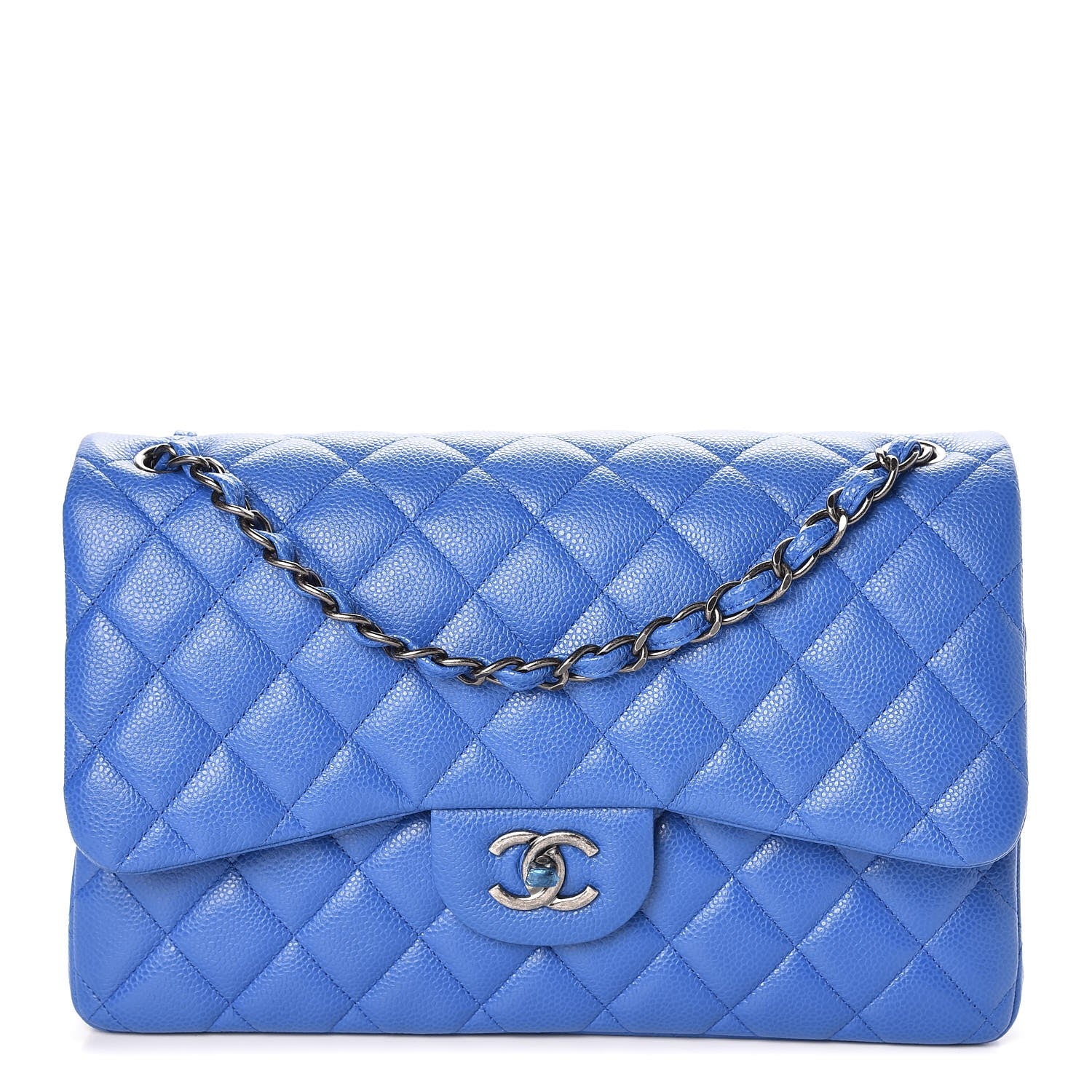 Chanel Caviar Quilted Jumbo Double Flap Blue 1 of 9