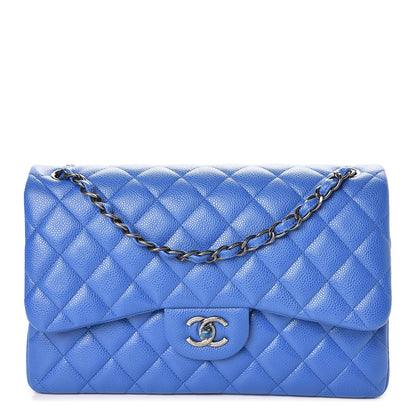 Chanel Caviar Quilted Jumbo Double Flap Blue 1 of 9