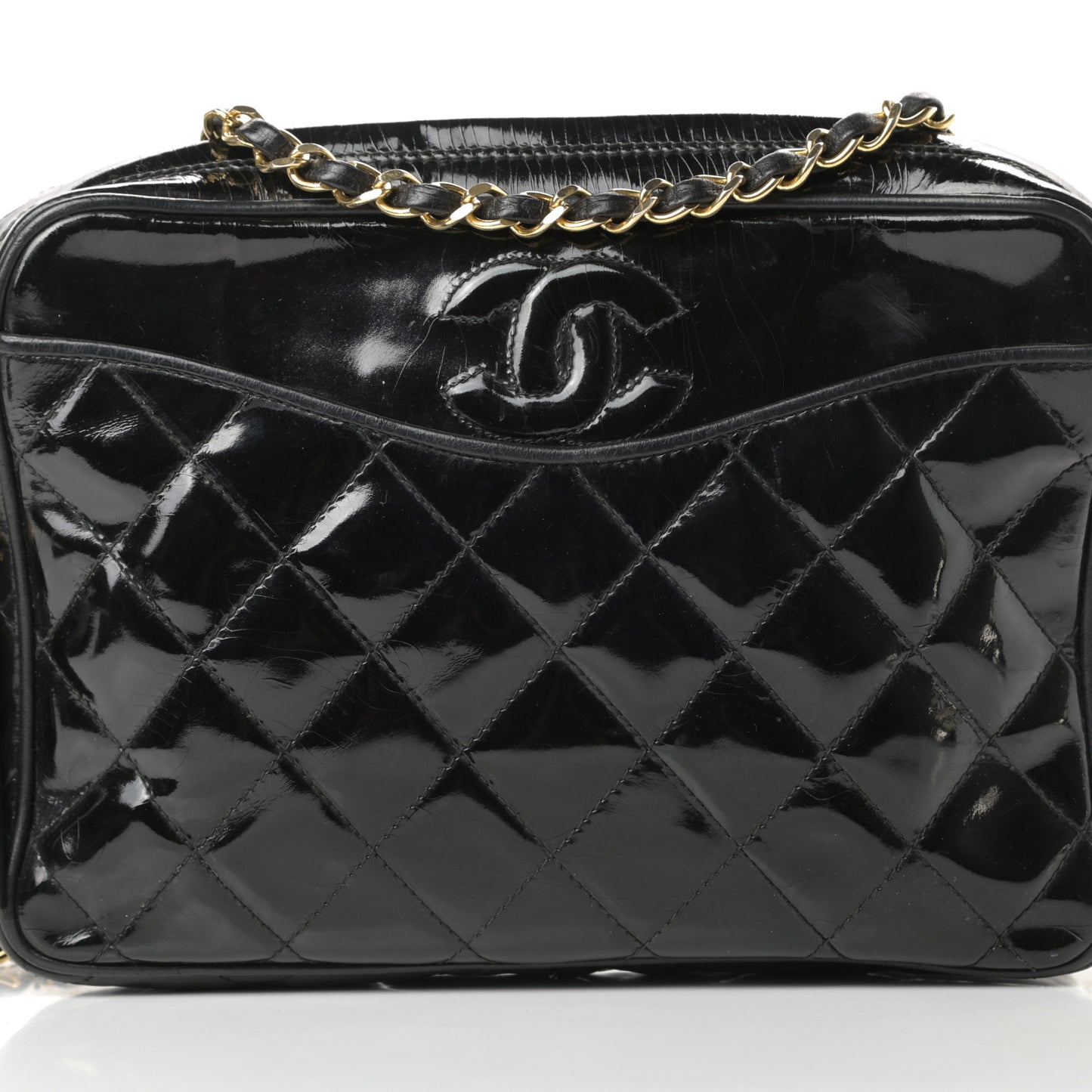 Patent Quilted Tassel Camera Case Black