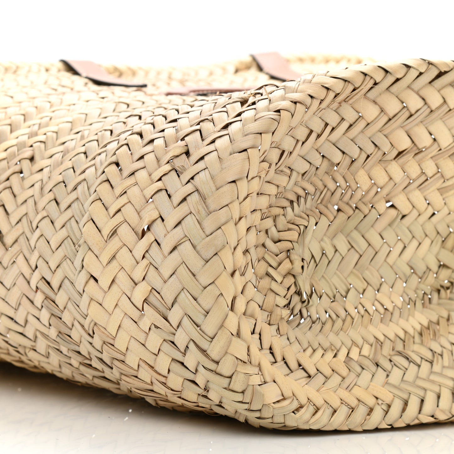 Raffia Calfskin Triomphe Medium Panier Tan