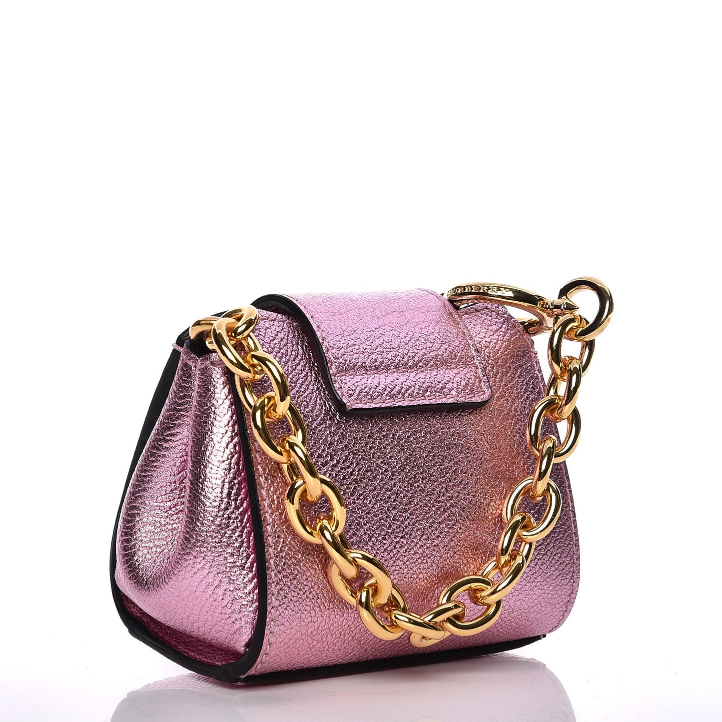 Metallic Calfskin Mini Buckle Tote Charm Pale Orchid