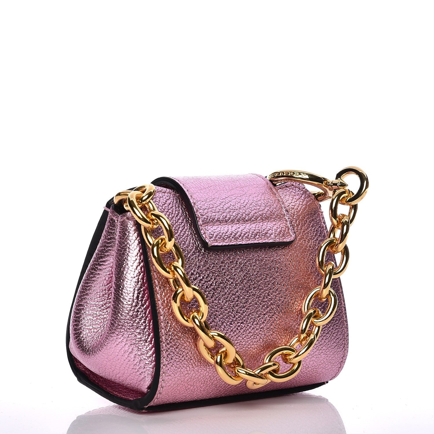 Burberry Metallic Calfskin Mini Buckle Tote Charm Pale Orchid 4 of 8