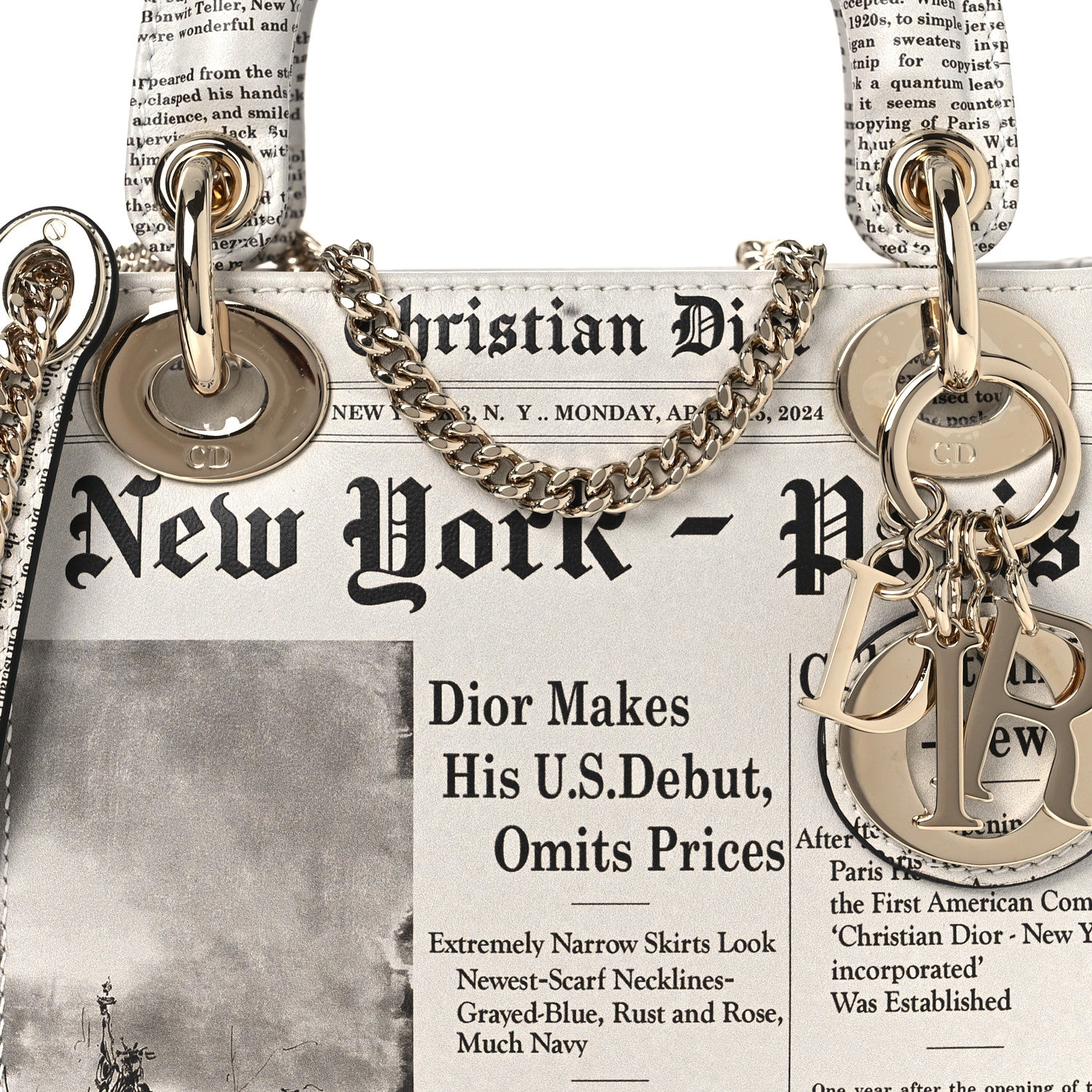 Christian Dior Calfskin Newspaper Printed Mini Lady Dior Black White 8 of 11