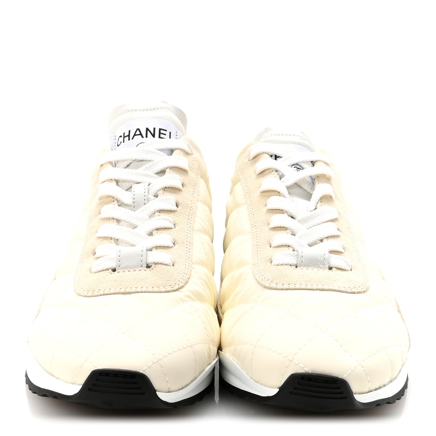 Nylon Suede Quilted Womens Sneakers 38.5 White