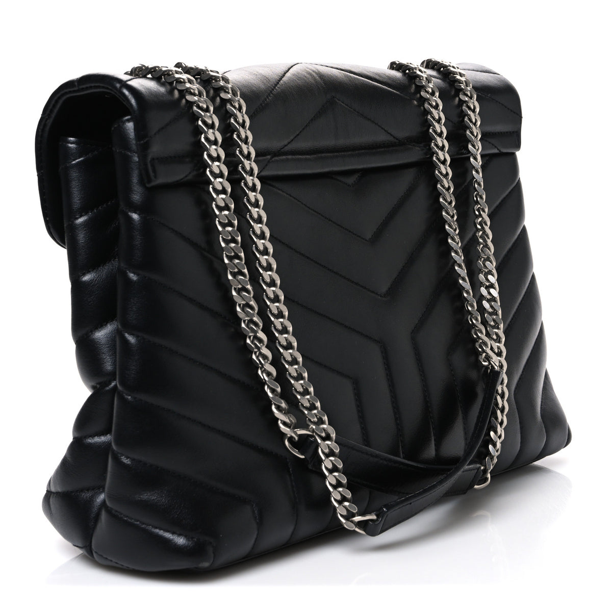 Saint Laurent Calfskin Y Quilted Monogram Medium Loulou Chain Satchel Black 3 of 10