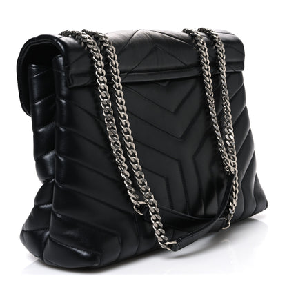 Saint Laurent Calfskin Y Quilted Monogram Medium Loulou Chain Satchel Black 3 of 10