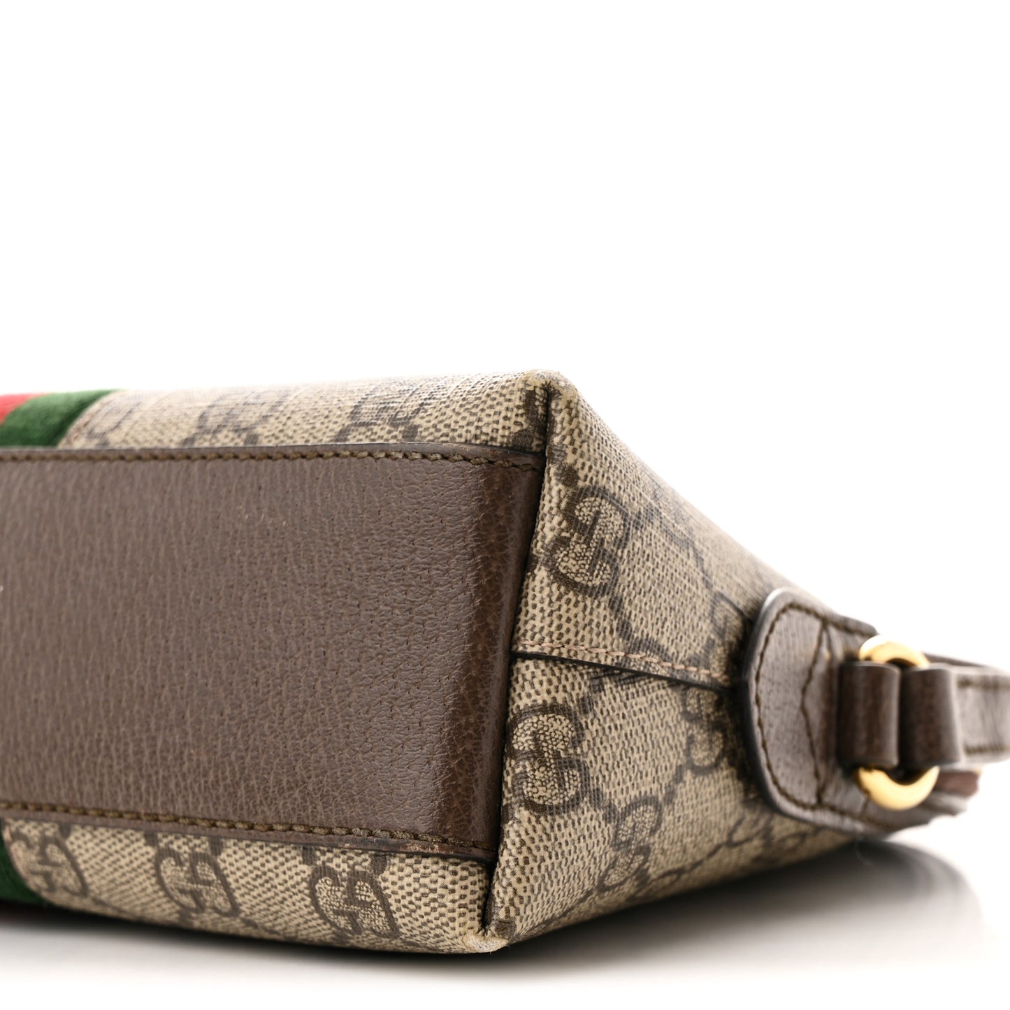 GG Supreme Monogram Textured Dollar Calfskin Web Small Ophidia Dome Shoulder Bag Beige Ebony New Acero