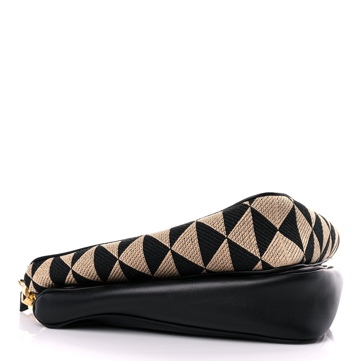 Jacquard Calfskin Triangolo Symbole Embroidered Mini Triangle Double Bag Black Corda