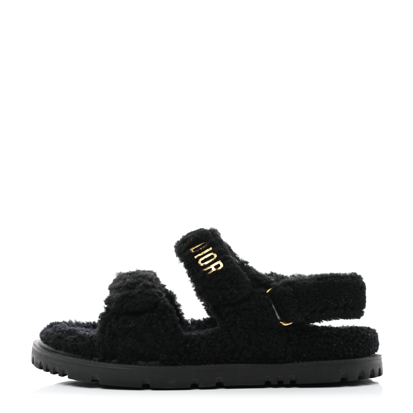Shearling Dioract 10mm Sandals 38 Black