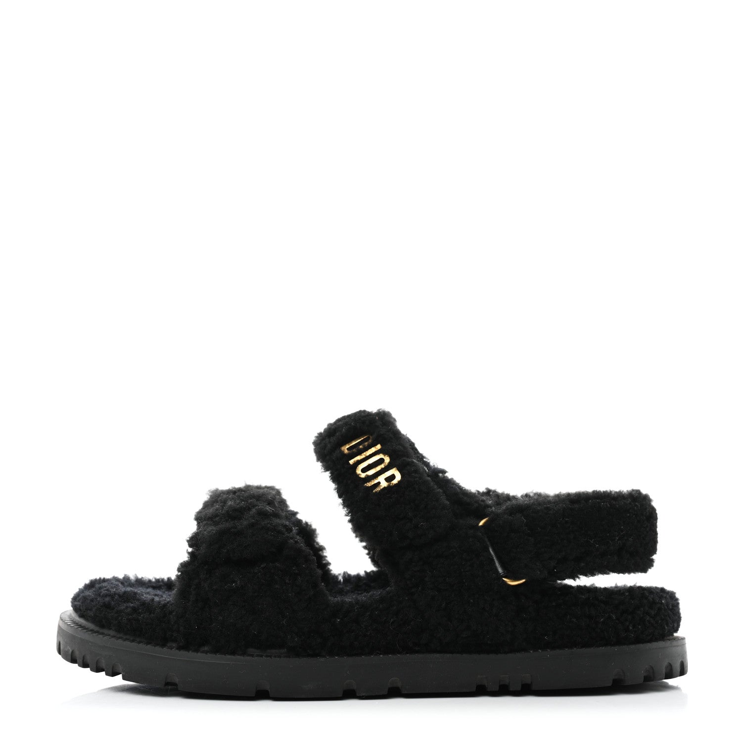 Christian Dior Shearling Dioract 10mm Sandals 38 Black 1 of 8