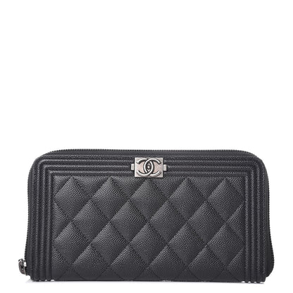 Chanel Caviar Quilted Boy Long Zip Around Wallet Black 1 of 9