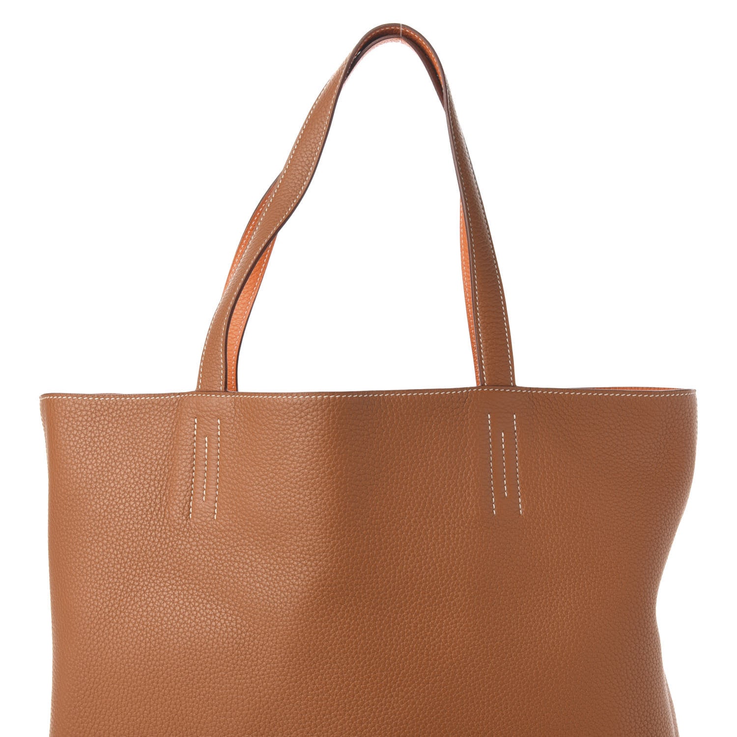 Hermes Taurillon Clemence Double Sens 36 Reversible Tote Orange Gold 9 of 9