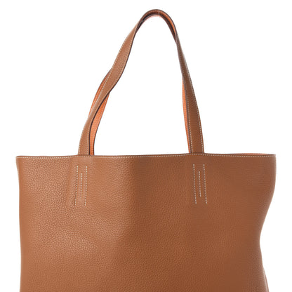 Hermes Taurillon Clemence Double Sens 36 Reversible Tote Orange Gold 9 of 9