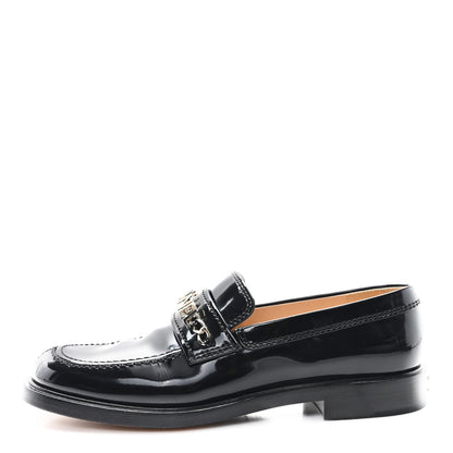 Chanel Shiny Calfskin Logo Loafers 39.5 Black 1 of 10