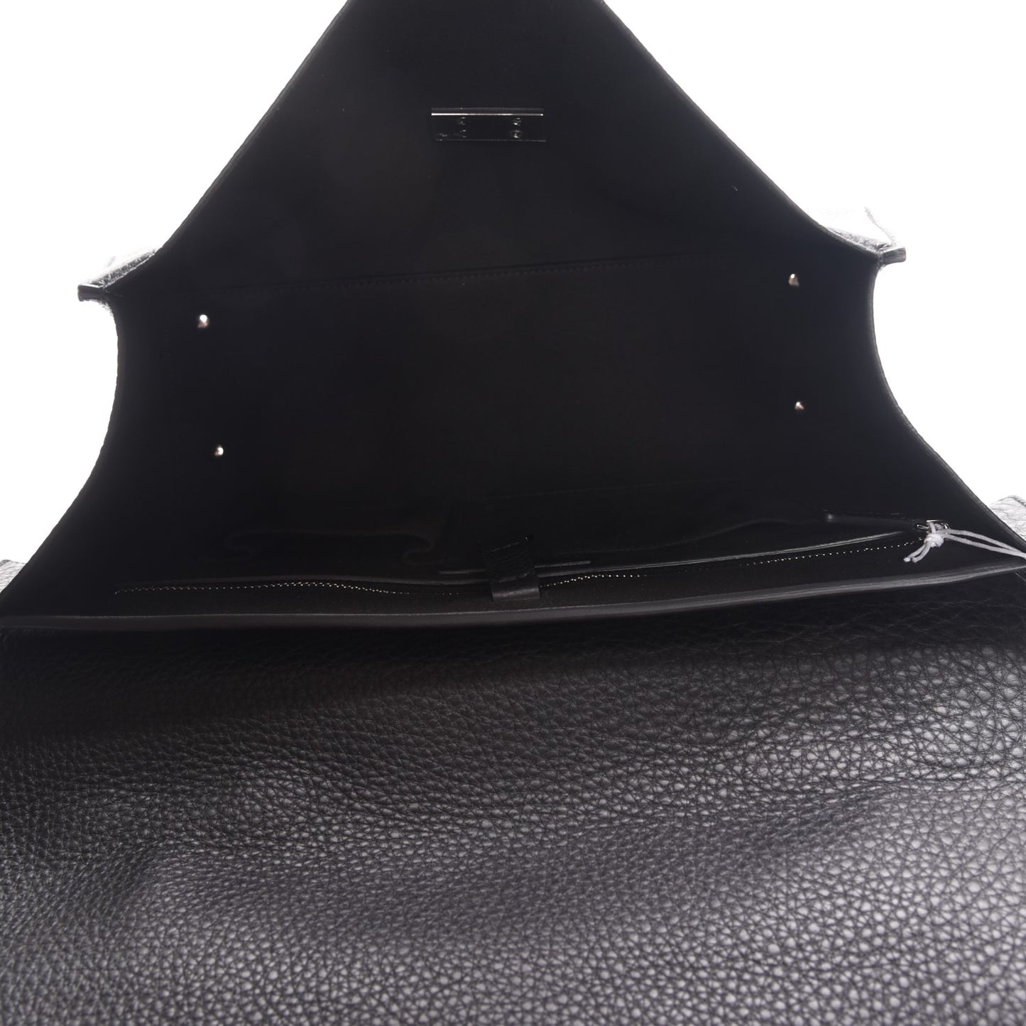 Grained Calfskin Medium Shark Lock Satchel Black
