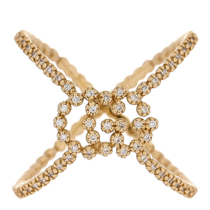 Gucci 18K Yellow Gold Diamond GG Running X Ring 52 6 1 of 5