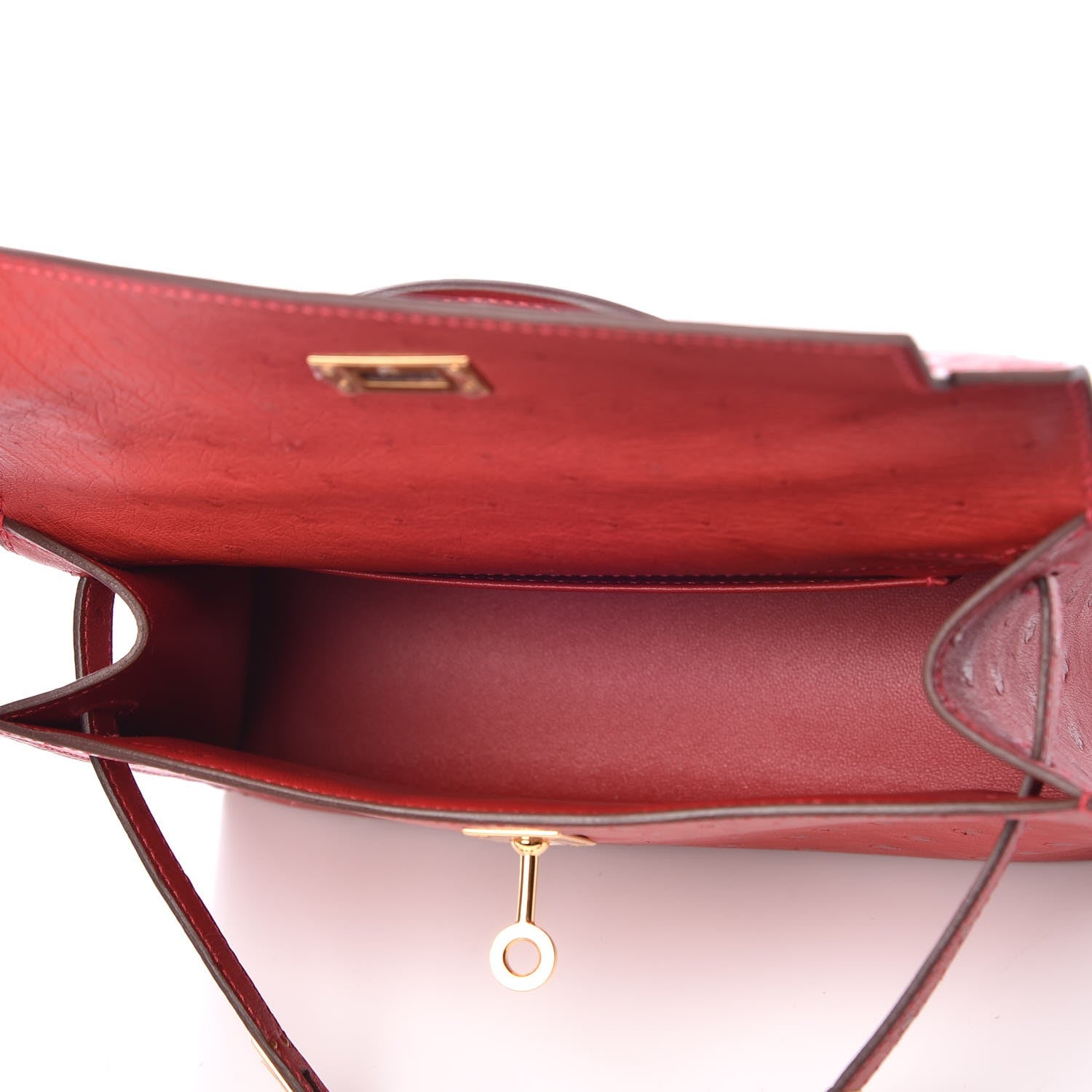 Hermes Ostrich Kelly Pochette Rouge Vif 5 of 8